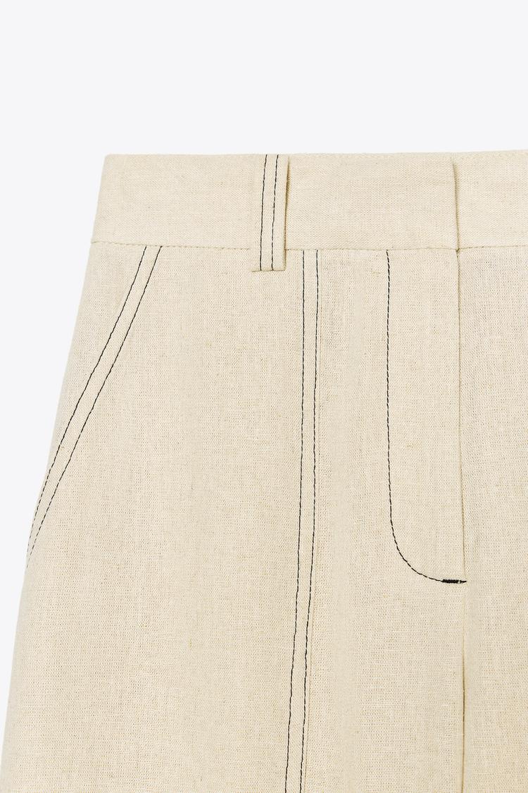 Pantalon Droit Lin & Surpiqûres