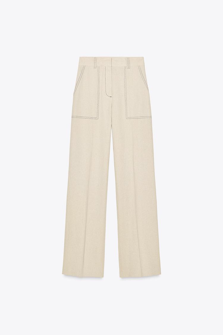 Pantalon Droit Lin & Surpiqûres